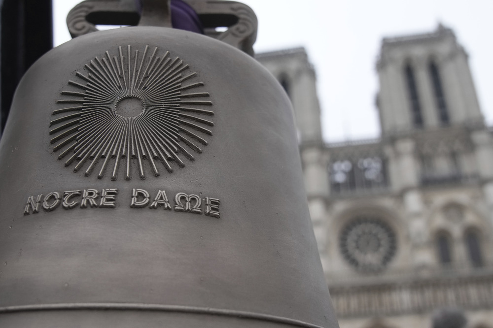 Notre Dame marks arrival of Paris Olympics’ iconic trackside bell as